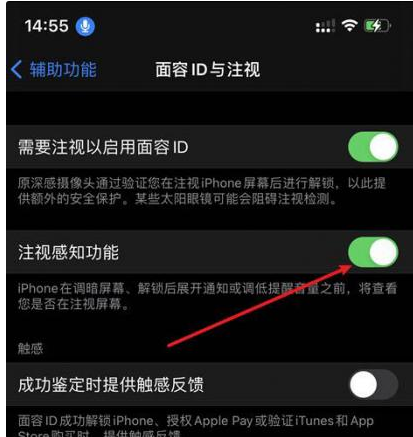 承留镇苹果14维修网点分享iPhone14注视感知功能有什么用 